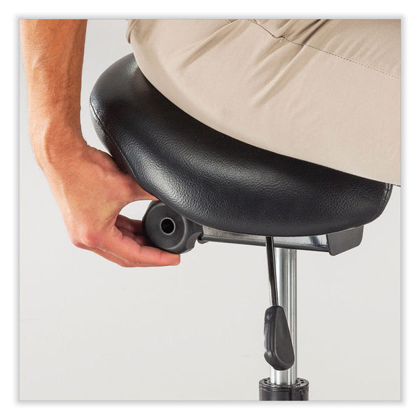 Safco® Saddle Seat Lab Stool, Backless, Supports Up to 250 lb, 21.25"-26.25" High Black Seat, Black Base, Ships in 1-3 Business Days (SAF3438BL) Each