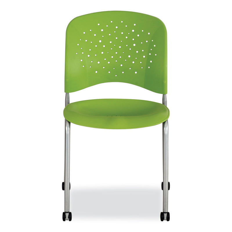 Safco® Reve GuestBistro Chair with Straight Legs, Supports Up to 250 lb, 18" Seat Height, Green Seat/Back, Silver Base, 2/Carton (SAF6805GN) Case of 2