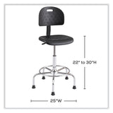 Safco® Workfit Economy Industrial Chair, Up to 400 lb, 22" to 30" High Black Seat/Back, Silver Base, Ships in 1-3 Business Days (SAF6950BL) Each