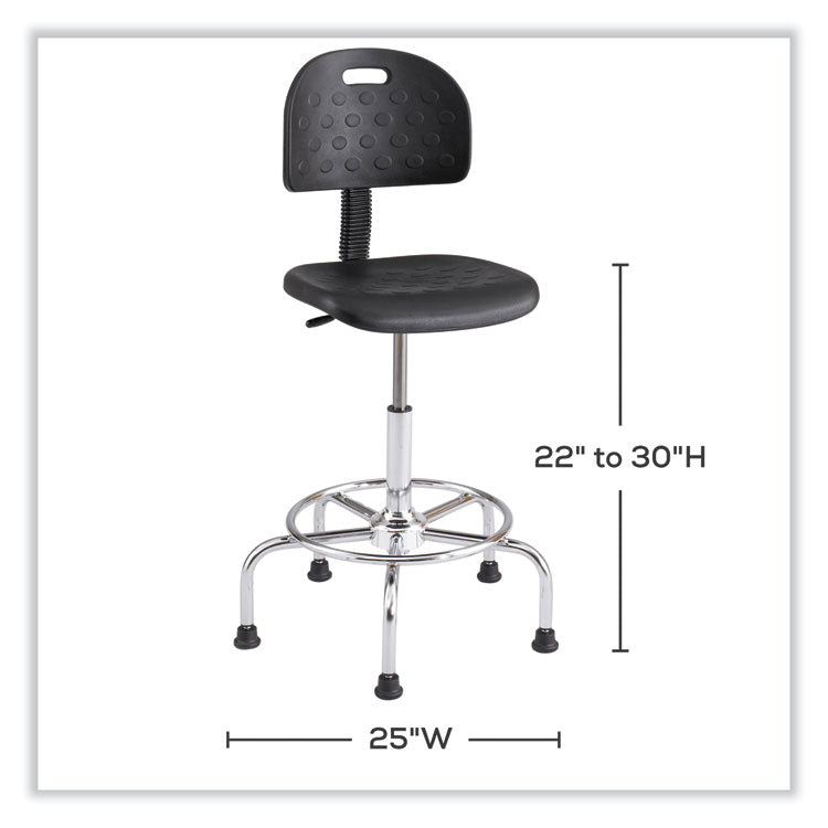 Safco® Workfit Economy Industrial Chair, Up to 400 lb, 22" to 30" High Black Seat/Back, Silver Base, Ships in 1-3 Business Days (SAF6950BL) Each