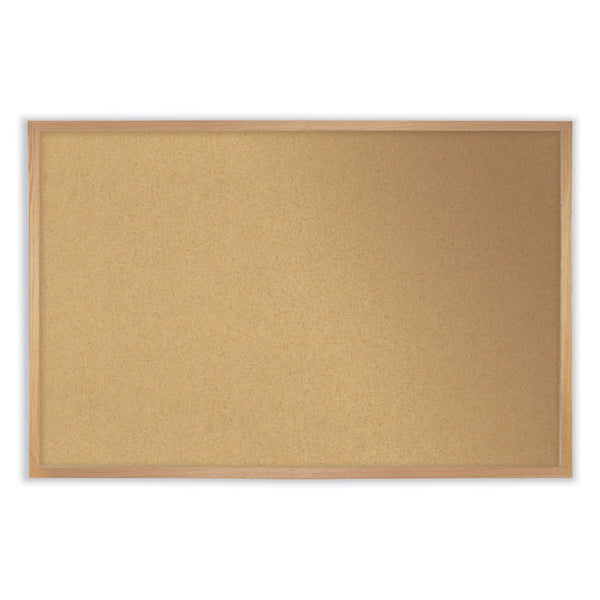 Ghent Natural Cork Bulletin Board with Frame, 36 x 24, Tan Surface, Natural Oak Frame, Ships in 7-10 Business Days (GHE14231)