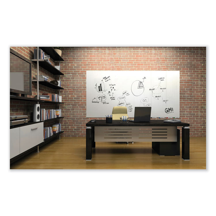 Ghent Aria Low Profile Magnetic Glass Whiteboard, 72 x 48, White Surface, Ships in 7-10 Business Days (GHEARIASM46WH) Each