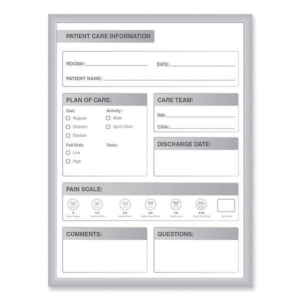 Ghent Patient Room Magnetic Whiteboard, 24 x 36, White/Gray Surface, Satin Aluminum Frame, Ships in 7-10 Business Days (GHEGRPM311P23)