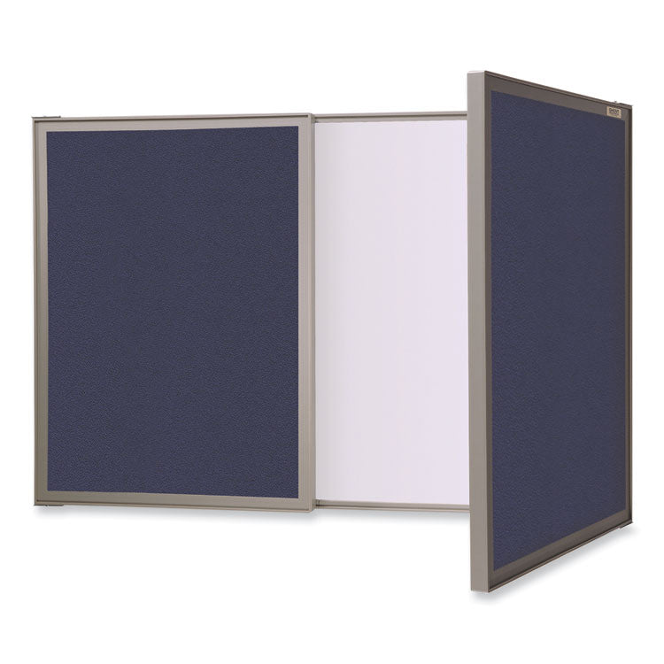 Ghent VisuALL PC Whiteboard Cabinet, Blue Fabric Bulletin Board Exterior Doors, 36x24, Aluminum Frame, Ships in 7-10 Business Days (GHE41301) Each