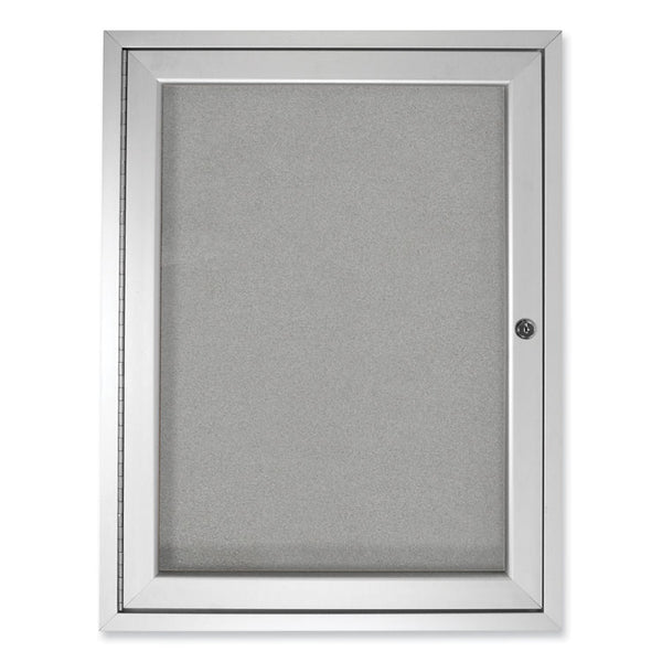 Ghent 1 Door Enclosed Vinyl Bulletin Board with Satin Aluminum Frame, 24 x 36, Silver Surface, Ships in 7-10 Business Days (GHEPA13624VX193)
