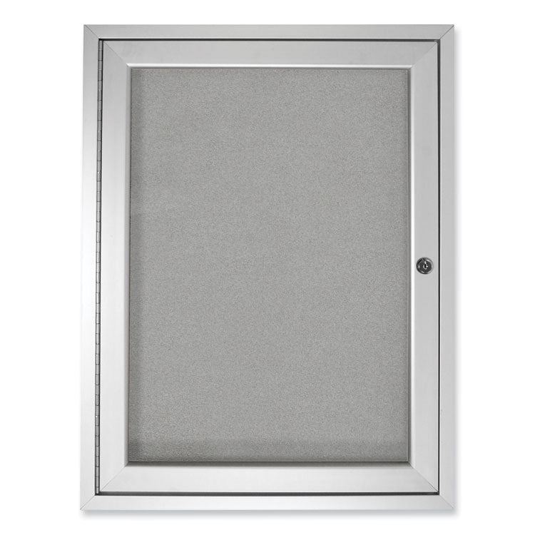 Ghent 1 Door Enclosed Vinyl Bulletin Board with Satin Aluminum Frame, 24 x 36, Silver Surface, Ships in 7-10 Business Days (GHEPA13624VX193) Each