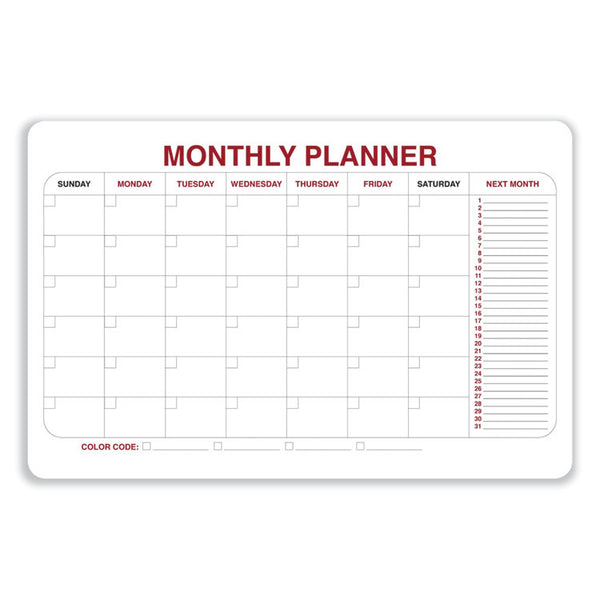 Ghent Monthly Planner Whiteboard with Radius Corners, 36 x 24, White/Red/Black Surface, Ships in 7-10 Business Days (GHE984515)