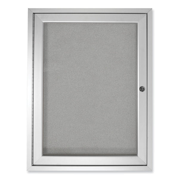 Ghent 1 Door Enclosed Vinyl Bulletin Board with Satin Aluminum Frame, 30 x 36, Silver Surface, Ships in 7-10 Business Days (GHEPA13630VX193)