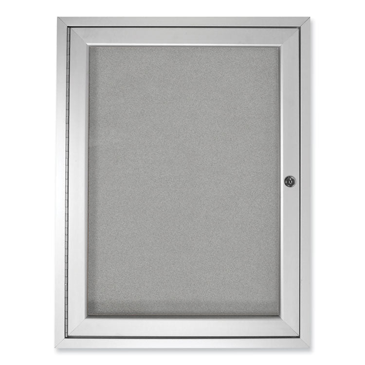 Ghent 1 Door Enclosed Vinyl Bulletin Board with Satin Aluminum Frame, 30 x 36, Silver Surface, Ships in 7-10 Business Days (GHEPA13630VX193)