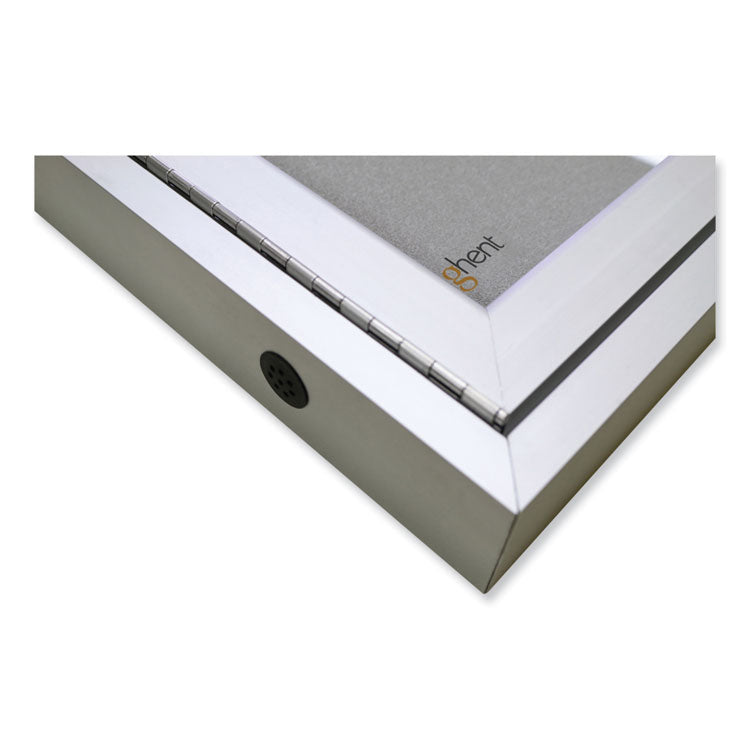 Ghent 1 Door Enclosed Vinyl Bulletin Board with Satin Aluminum Frame, 18 x 24, Silver Surface, Ships in 7-10 Business Days (GHEPA12418VX193) Each