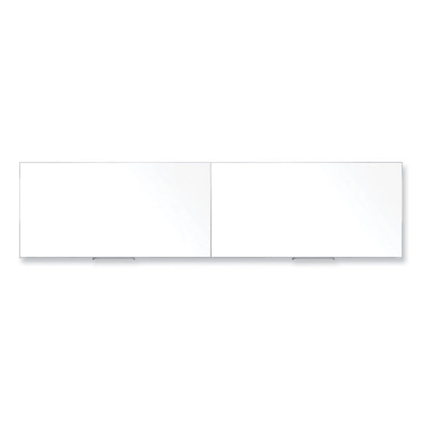 Ghent Magnetic Porcelain Whiteboard with Satin Aluminum Frame, 193 x 48.5, White Surface, Ships in 7-10 Business Days (GHEM14164)