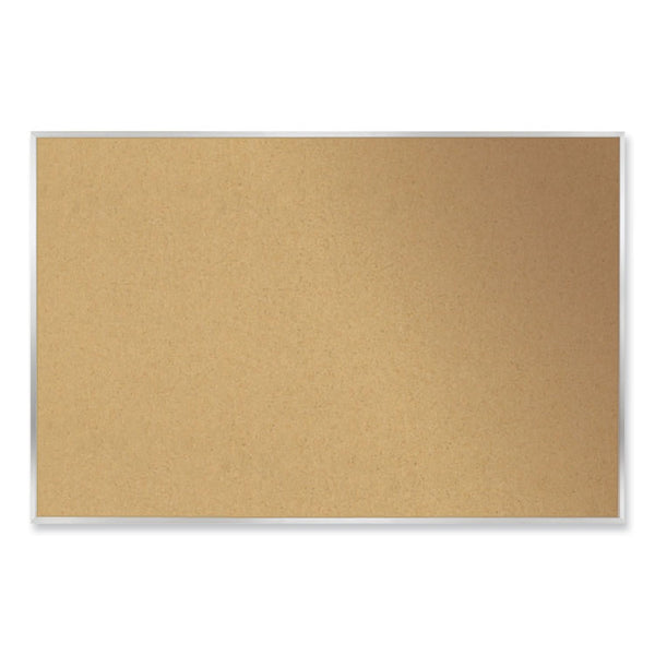 Ghent Aluminum-Frame Natural Corkboard, 46.5 x 36, Tan Surface, Satin Aluminum Frame, Ships in 7-10 Business Days (GHE13341)