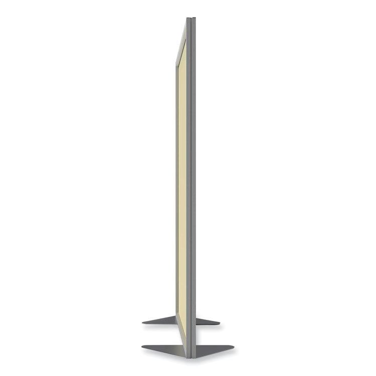 Ghent Floor Partition with Aluminum Frame and 2 Split Panel Infill, 48.06 x 2.04 x 71.86, White/Carmel, Ships in 7-10 Business Days (GHEMP7248208A) Each