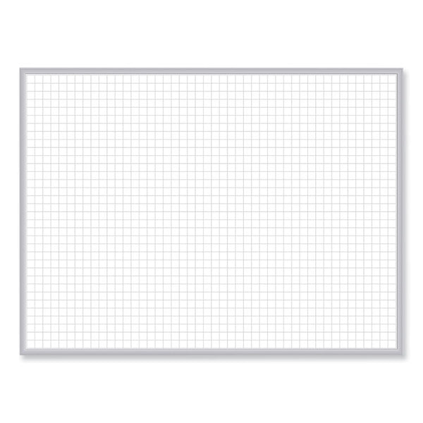 Ghent 1 x 1 Grid Magnetic Whiteboard, 72.5 x 48.5, White/Gray Surface, Satin Aluminum Frame, Ships in 7-10 Business Days (GHEGRPM321G46)