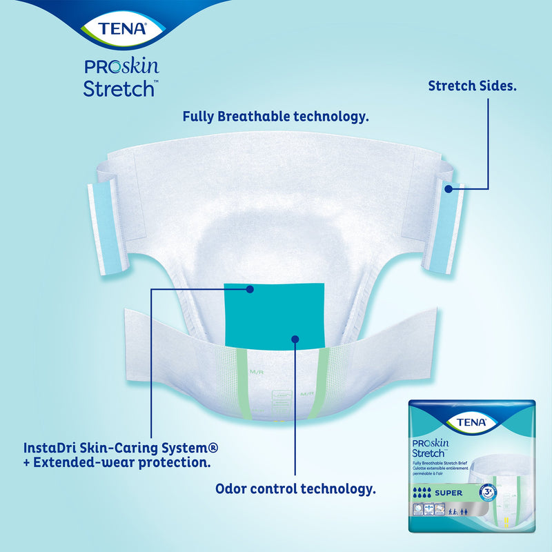 TENA ProSkin Stretch™ Super Unisex Adult Incontinence Brief Medium Disposable Heavy Absorbency (670604_CS) 2/CS