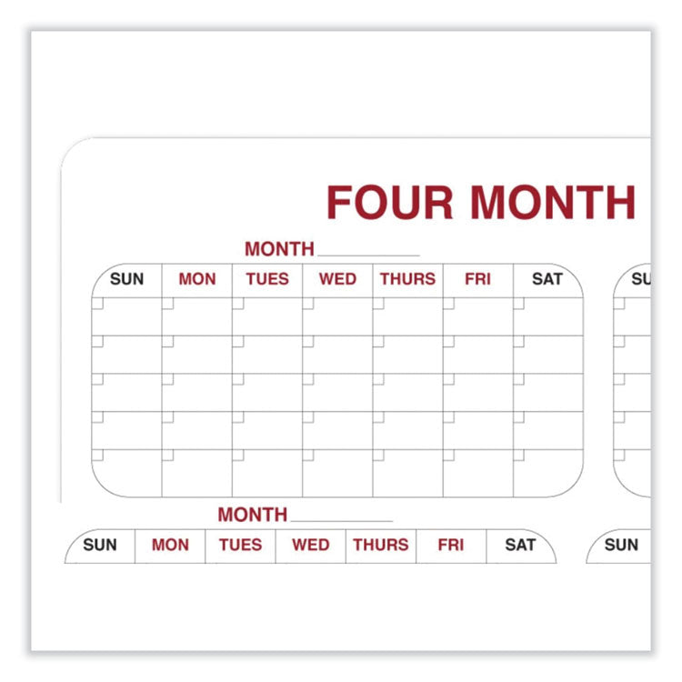 Ghent 4 Month Whiteboard Calendar with Radius Corners, 36 x 24, White/Red/Black Surface, Ships in 7-10 Business Days (GHE984516) Each