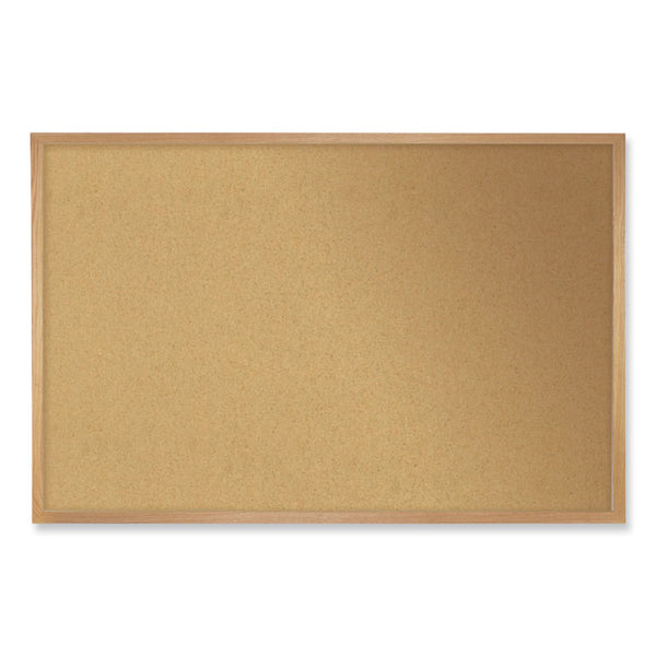 Ghent Natural Cork Bulletin Board with Frame, 46.5 x 36, Tan Surface, Natural Oak Frame, Ships in 7-10 Business Days (GHE14341)