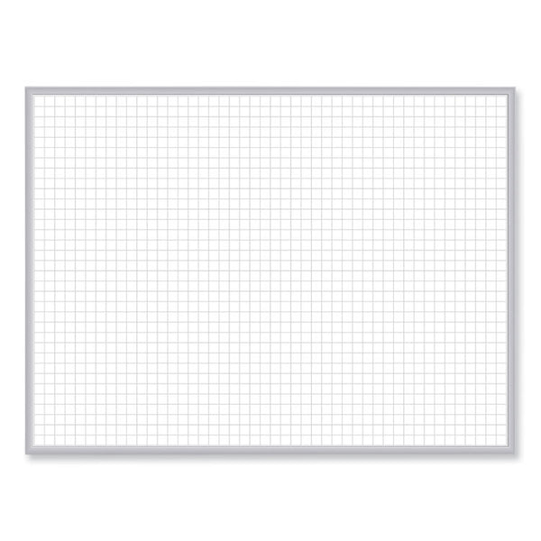 Ghent 1 x 1 Grid Magnetic Whiteboard, 96.5 x 48.5, White/Gray Surface, Satin Aluminum Frame, Ships in 7-10 Business Days (GHEGRPM321G48)