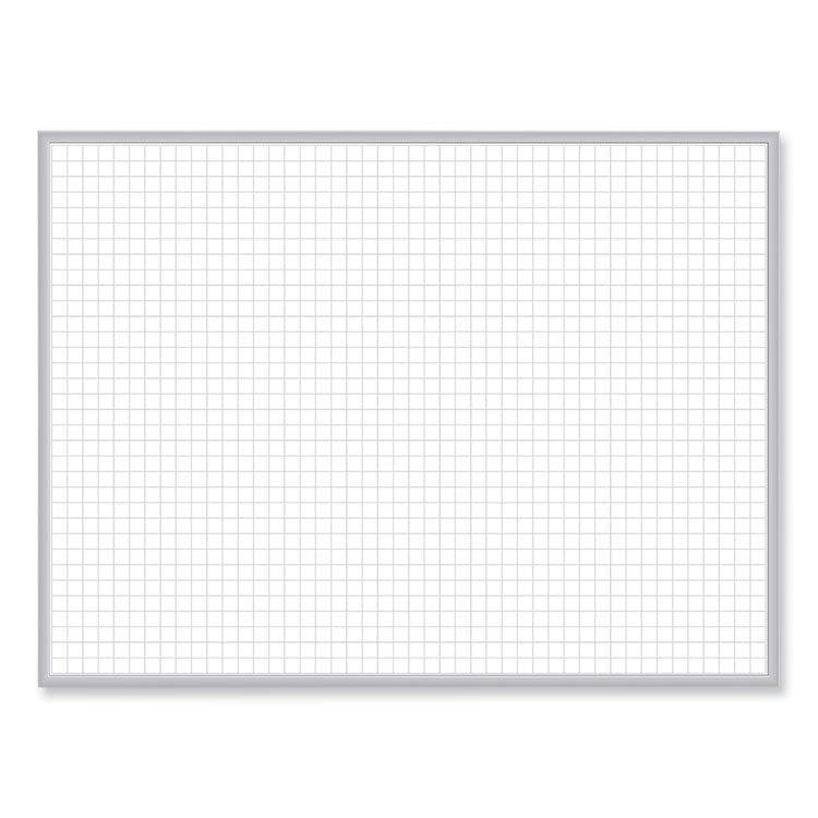 Ghent 1 x 1 Grid Magnetic Whiteboard, 96.5 x 48.5, White/Gray Surface, Satin Aluminum Frame, Ships in 7-10 Business Days (GHEGRPM321G48)