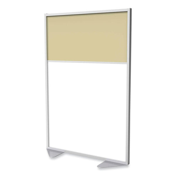 Ghent Floor Partition with Aluminum Frame and 2 Split Panel Infill, 48.06 x 2.04 x 71.86, White/Carmel, Ships in 7-10 Business Days (GHEMP7248208A) Each