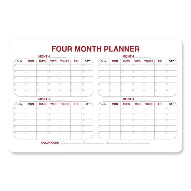 Ghent 4 Month Whiteboard Calendar with Radius Corners, 36 x 24, White/Red/Black Surface, Ships in 7-10 Business Days (GHE984516)