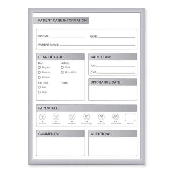 Ghent Patient Room Magnetic Whiteboard, 18.5 x 24.5, White/Gray Surface, Satin Aluminum Frame, Ships in 7-10 Business Days (GHEGRPM311P18)