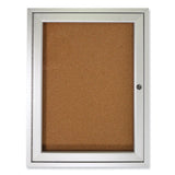 Ghent 1 Door Enclosed Natural Cork Bulletin Board with Satin Aluminum Frame, 24 x 36, Tan Surface, Ships in 7-10 Business Days (GHEPA13624K)