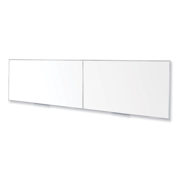 Ghent Magnetic Porcelain Whiteboard with Satin Aluminum Frame, 193 x 48.5, White Surface, Ships in 7-10 Business Days (GHEM14164)