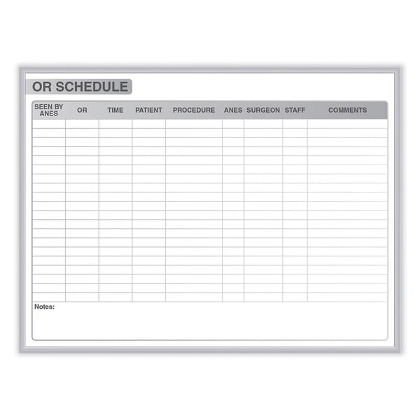 Ghent OR Schedule Magnetic Whiteboard, 48.5 x 36.5, White/Gray Surface, Satin Aluminum Frame, Ships in 7-10 Business Days (GHEGRPM313S34)