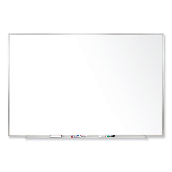 Ghent Magnetic Porcelain Whiteboard with Satin Aluminum Frame, 96.5 x 48.5, White Surface, Ships in 7-10 Business Days (GHEM1484)