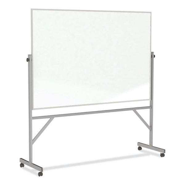 Ghent Reversible Magnetic Porcelain Whiteboard with Satin Aluminum Frame, 77.25 x 78.13, White Surface, Ships in 7-10 Business Days (GHEARM1M146)