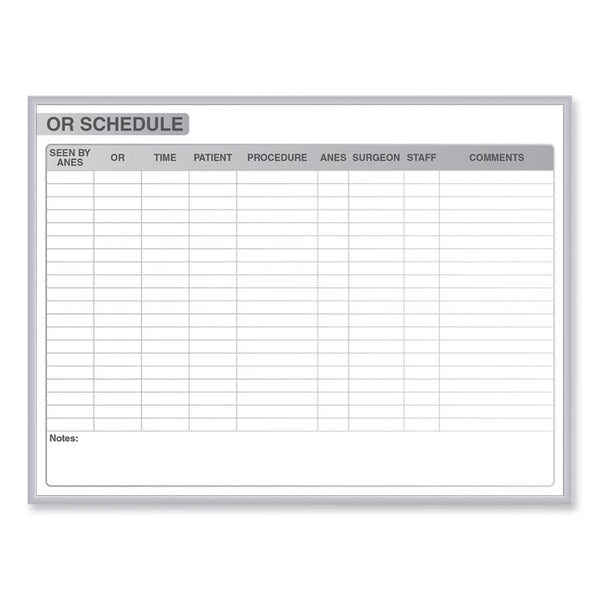 Ghent OR Schedule Magnetic Whiteboard, 72.5 x 48.5, White/Gray Surface, Satin Aluminum Frame, Ships in 7-10 Business Days (GHEGRPM313S46) Each