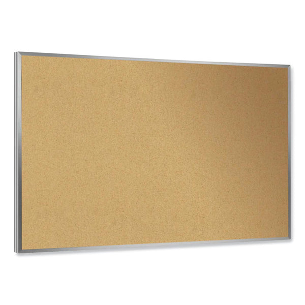 Ghent Aluminum-Frame Natural Corkboard, 46.5 x 36, Tan Surface, Satin Aluminum Frame, Ships in 7-10 Business Days (GHE13341)