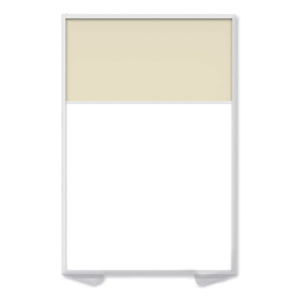 Ghent Floor Partition with Aluminum Frame and 2 Split Panel Infill, 48.06 x 2.04 x 71.86, White/Carmel, Ships in 7-10 Business Days (GHEMP7248208A) Each