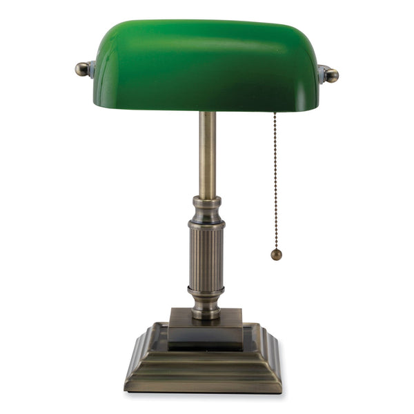 Victory Light LED Bankers Lamp with Green Shade, Candlestick Neck, 14.75" High, Antique Bronze (VLU9VS688029AB) Each