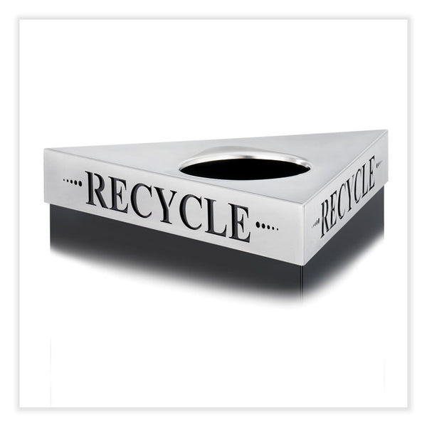 Safco® Trifecta Waste Receptacle Lid. Laser Cut "RECYCLE" Inscription, 20w x 20d x 3h, Stainless Steel, Ships in 1-3 Business Days (SAF9560RE)