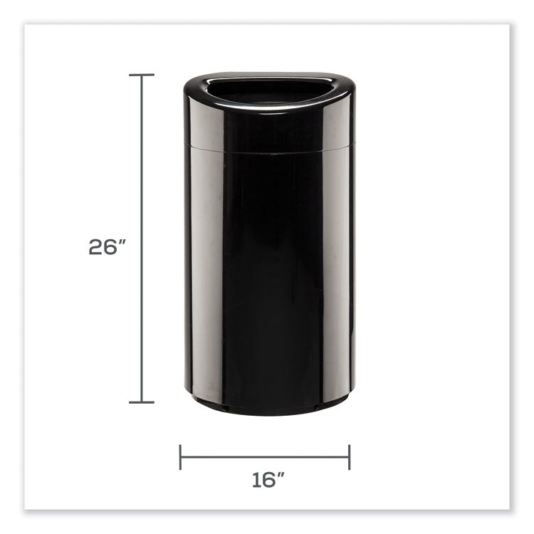 Safco® Open Top Oval Waste Receptacle, 14 gal, Steel, Black, Ships in 1-3 Business Days (SAF9921BL)