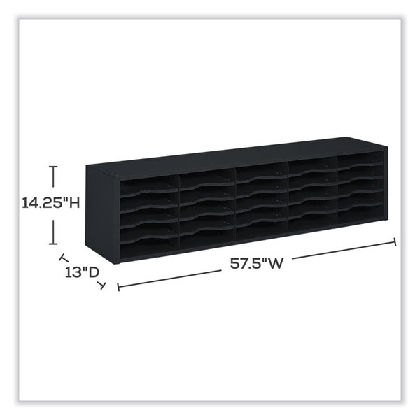 Safco® E-Z Sort Sorter Module, 20 Compartments, 57.5 x 13 x 14.25, Black, Ships in 1-3 Business Days (SAF7751BL)