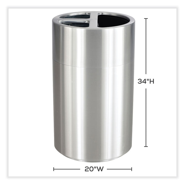 Safco® Triple Recycling Receptacle, 40 gal, Steel, Brushed Aluminum, Ships in 1-3 Business Days (SAF9941SS)