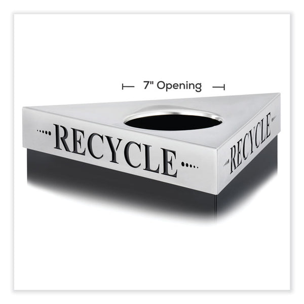 Safco® Trifecta Waste Receptacle Lid. Laser Cut "RECYCLE" Inscription, 20w x 20d x 3h, Stainless Steel, Ships in 1-3 Business Days (SAF9560RE)