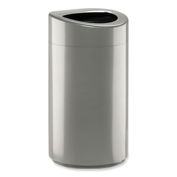 Safco® Open Top Oval Waste Receptacle, 14 gal, Steel, Silver, Ships in 1-3 Business Days (SAF9921SL)