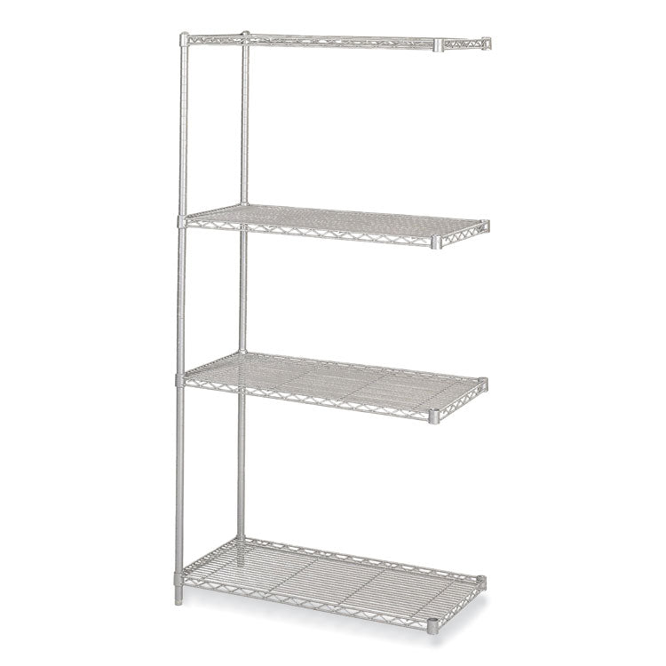 Safco® Industrial Add-On Unit, Four-Shelf, 36w x 18d x 72h, Steel, Metallic Gray, Ships in 1-3 Business Days (SAF5286GR)