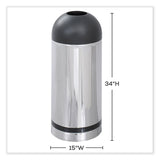 Safco® Waste Receptacle, 15 gal, Steel, Stainless Steel/Black, Ships in 1-3 Business Days (SAF9871)