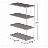 Safco® Industrial Add-On Unit, Four-Shelf, 48w x 24d x 72h, Steel, Metallic Gray, Ships in 1-3 Business Days (SAF5295GR)