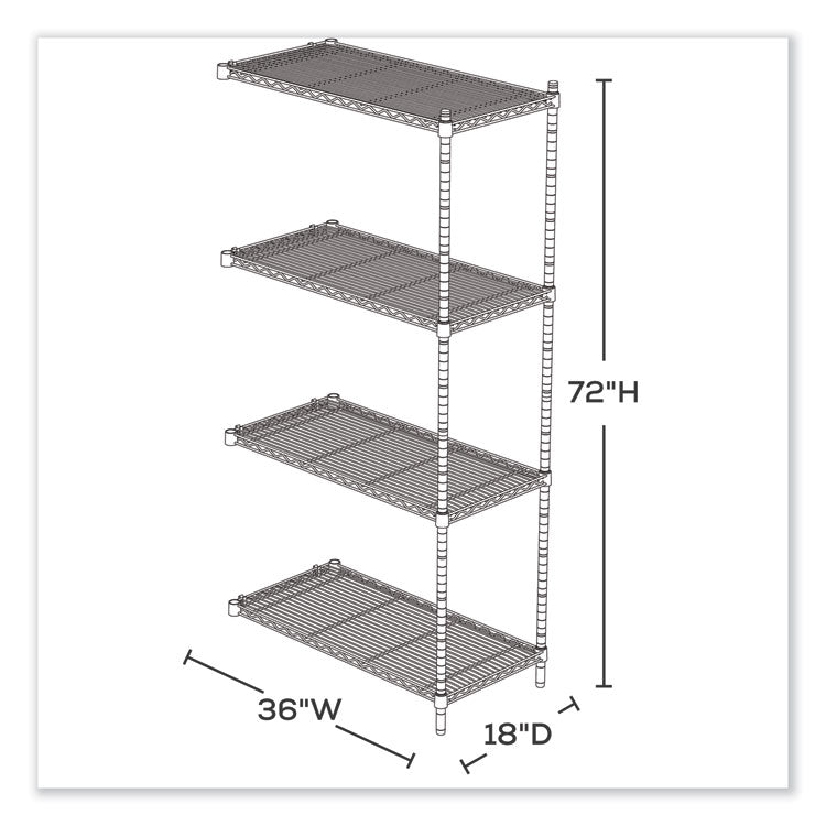 Safco® Industrial Add-On Unit, Four-Shelf, 36w x 18d x 72h, Steel, Metallic Gray, Ships in 1-3 Business Days (SAF5286GR)