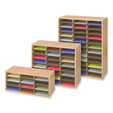 Safco Wood/Corrugated Literature Organizer, 24 Compartments, 29 x 12 x 23.5, Medium Oak, Ships in 1-3 Business Days (SAF9402MO) Each