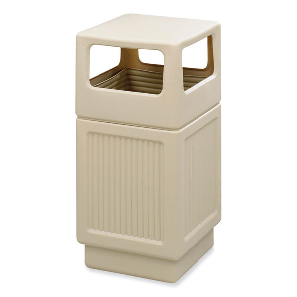 Safco® Canmeleon Recessed Panel Receptacles, Side-Open, 38 gal, Polyethylene, Tan, Ships in 1-3 Business Days (SAF9476TN)