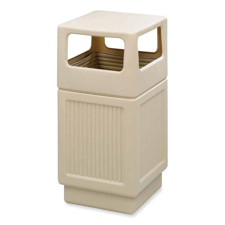 Safco® Canmeleon Recessed Panel Receptacles, Side-Open, 38 gal, Polyethylene, Tan, Ships in 1-3 Business Days (SAF9476TN)