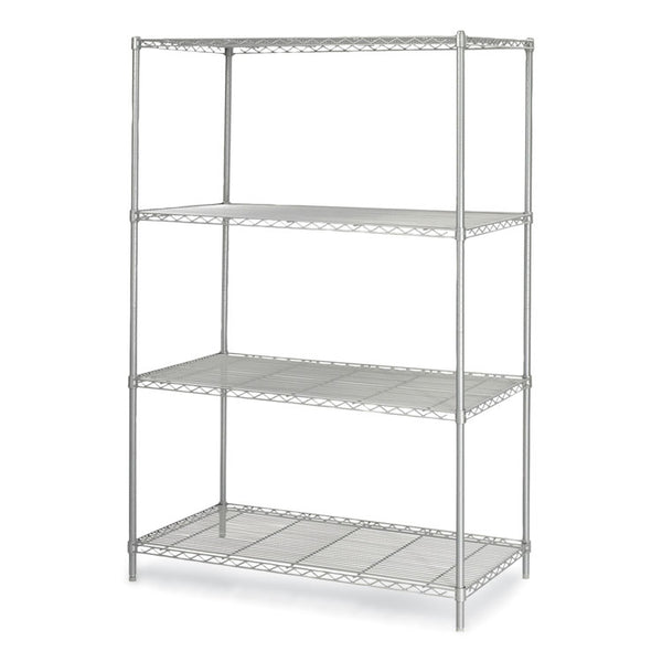Safco® Industrial Wire Shelving, Four-Shelf, 48w x 24d x 72h, Metallic Gray, Ships in 1-3 Business Days (SAF5294GR)