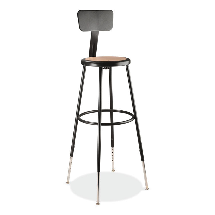 NPS® 6200 Series 32"-39" Height Adj Heavy Duty Stool With Backrest, Supports 500 lb, Brown Seat, Black Base, Ships in 1-3 Bus Days (NPS6230HB10) Each